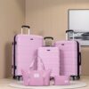 Luggage Set Of 5 Pieces, Expandable Hard Pc Luggage Set With Tsa Lock For Rotating Wheels, Lightweight Rolling Luggage - Pink - Image 2