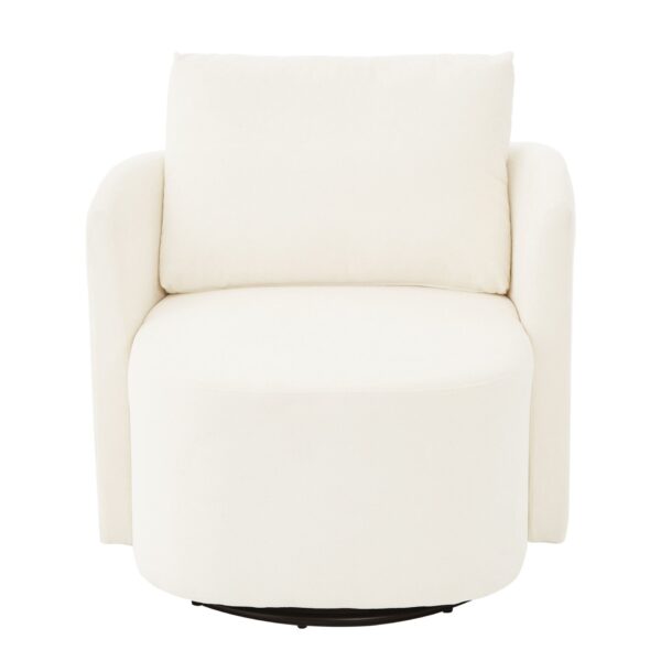 360° Swivel Chair With Upholstered Curved Design - Beige