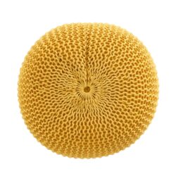Bordeaux - Knitted Cotton Round Pouf Versatile Ottoman And Floor Cushionf - Yellow