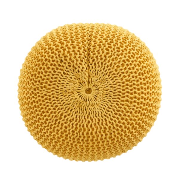 Bordeaux - Knitted Cotton Round Pouf Versatile Ottoman And Floor Cushionf - Yellow