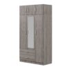 Modern 3 Door Mirror Wardrobe With 2 Drawers And Top Cabinet - Gray - Image 6