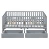 Twin Size Daybed With Fence Guardrails And 2 Drawers, Split Into Independent Floor Bed & Daybed - Gray - Image 6