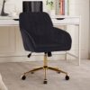 Adjustable Office Chair, Ergonomic Swivel Chair Velvet, Comfortable For Long Sitting - Black - Image 11