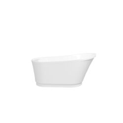 Freestanding Bathtub Modern Stand Alone Soaking Bathtub - Brushed Nickel Drain And Minimalist Linear Design Overflow Included, Cupc Certified - White