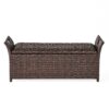 Outdoor Rattan Bench With Flair Arm And Storage - Brown - Image 4