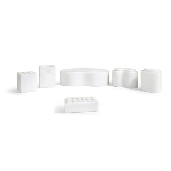 Marble Bathroom Accessories Set - Natural Stone - White / Natural