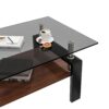 Modern Rectangular Coffee Table With Tempered Glass Top Layer - Gray - Image 6