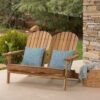 Outdoor Adirondack Rocking Loveseat With Hand Crafted Details - Natural - Image 4