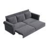 King Pull Out Sofa Bed, Chesterfield Sofa, 3 In 1 Velvet Convertible Sleeper Sofa With Nailhead Trim & Rolled Arm Multifunctional Sofa Bed For Living Room - Gray - Image 11