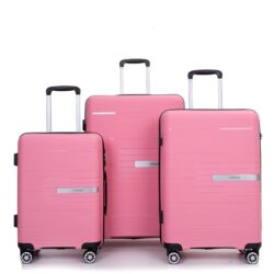 Hardshell Suitcase Double Spinner Wheels Pp Luggage Sets Lightweight Durable Suitcase With Tsa Lock, 3 Piece Set (20/24/28) - Pink