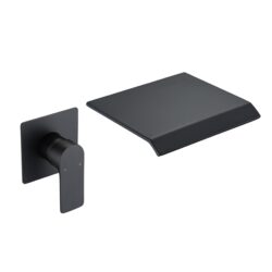 Modern Wall Mount Bathtub Faucet With Waterfall Tub Spout And Single Handle Stainless Steel - Matte Black
