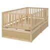 Twin Size Daybed With Fence Guardrails And 2 Drawers, Versatile Split Floor Bed & Daybed - Natural - Image 11