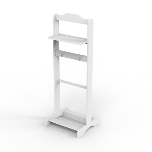 Accent Portable Garment Rack, Clothes Valet Stand With Storage Organizer - White