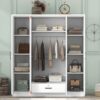 4 Door Wardrobe With 1 Drawer - White - Image 15