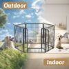 53.94" 6 Panels Heavy Duty Metal Playpen With Door, Dog Fence Pet Exercise Pen For Outdoor, Indoor - Black - Image 2