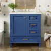 Bathroom Vanity, Modern Bathroom Cabinet With Sink Combo Set, Bathroom Storage Cabinet With A Soft Closing Door And 3 Drawers, Solid Wood Frame - Blue - Image 3