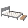 Queen Size Platform Contemporary Upholstered Bed With Storage Drawer - Gray - Image 6