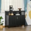 Homcom - Sideboard Buffet Cabinet, Kitchen Cabinet, Coffee Bar Cabinet With 2 Doors And Adjustable Shelves For Entryway Living Room - Black - Image 6