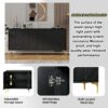 Modern Sideboard Buffet Cabinet With Handleless Press To Open Design, Carved Credenza Storage Cabinet With 4 Doors Construction - Black - Image 5