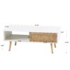 41.34" Rattan Coffee Table, Sliding Door For Storage, Solid Wood Legs, Modern Table For Living Room - White - Image 6