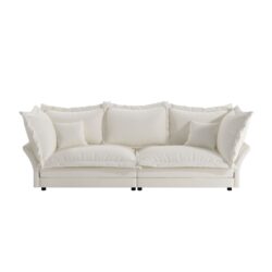 Modern Comfy Upholstered Sofa Cloud Couch, Deep Seat Couches With Multiple Large Soft Pillows, Convertible Deep Seat Chaise Longue For Living Room - Beige