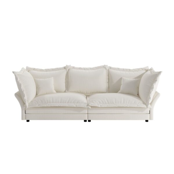 Modern Comfy Upholstered Sofa Cloud Couch, Deep Seat Couches With Multiple Large Soft Pillows, Convertible Deep Seat Chaise Longue For Living Room - Beige