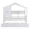 Twin Size House Bed With Trundle, Modern Design For Kids With Storage Shlef - White - Image 7
