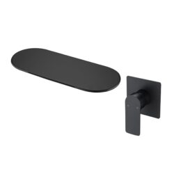 Modern Wall Mount Bathtub Faucet With Single Handle And Waterfall Spout - Matte Black