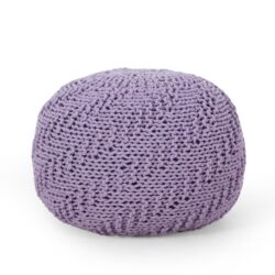 Bordeaux - Knitted Cotton Round Pouf Ottoman - Lavender