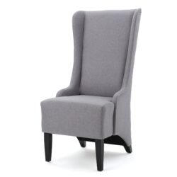 Alight - Upholstered Dining Chair With High Back And Birch Wood Legs - Light Gray