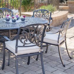 Patio Outdoor Aluminum Dining Armchair With Cushion (Set of 2) - Spectrum Sand