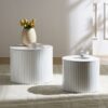 Premium Nested Table Set 2 Pieces, Coffee Table Set For Living Room - White - Image 11
