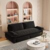 Queen Pull Out Sofa Bed, 3 In 1 Convertible Sleeper Sofa Multifunctional Velvet Loveseat Bed - Black - Image 6