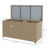 Outsunny - 83 Gallon Deck Box, Large Outdoor Storage Chest, Pe Wicker Trunk For Outside On Wheels For Garden Tools, Pool Toys & Patio Furniture Cushions - Brown - Image 7