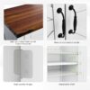 Farmhouse Storage Cabinet With Drawer And Adjustable Shelf Kitchen Cabinet With Walnut Countertop, Modern Coffee Bar Console Cabinet For Kitchen, Dining Room, Bathroom, Entryway - White - Image 6