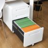 3 Drawer Mobile File Cabinet Under Desk Office, Simple Style Versatile Storage Cabinet For Legal / Letter / A4 Files, 5 Wheel Design Anti-Tilting Cold Rolled Steel Waterproof Moisture-Proof - White - Image 26