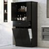 Stylish Bathroom Storage Cabinet With 2 Laundry Baskets And Drawer - Black - Image 5