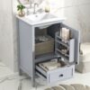 20" Bathroom Vanity With Sink, Bathroom Cabinet With A Door, Door Shelf Storage And Adiustable Foot Pads, A Drawer - Gray - Image 4
