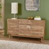 Boho Handcrafted 3 Door Sideboard, Carved Texture & Artisanal Charm - Natural - Image 6