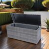 Outdoor Storage Box, 113 Gallon Wicker Patio Deck Boxes With Lid, Outdoor Cushion Storage For Kids Toys, Pillows, Towel, Wicker - Gray - Image 20