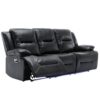 3 Seater Home Theater Recliner Manual Recliner Chair With A Led Light Strip Two Built-In Cup Holders For Living Room - Black - Image 9