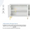 Multi Functional Storage Cabinet, 4 Door Sideboard With Unique Texture, Adjustable Shelves - White - Image 7