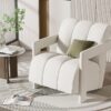 Modern Minimalist Leisure Armchair With L Shaped Armrests For Living Room - White - Image 8