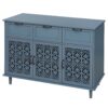 3 Door 3 Drawer Cabinet, American Furniture, Suitable For Bedroom, Living Room, Study - Blue - Image 12