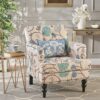 Vitality - Club Chair With Button Tufted Diamond Stitching And Turned Legs - Blue / White - Image 5