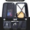 4 Piece Lightweight Suitcase, 14" Makeup Box, Aircraft Wheels (14/20/24/28) - Black - Image 17