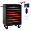 Rolling Metal Tool Chest With 7 Drawers, Steel Storage Cabinet With Ball Bearing Slides - Black / Red - Image 5