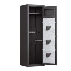 Large Gun Safe Cabinet With 3 Pistol Pouches, Heavy Duty Biometric Fingerprint Lock, Rifle Gun Safe With Adjustable Stand, Detachable Structure Gun Safe, Gun Money Storage Cabinet - Black