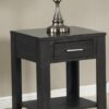Bruno - Wooden End Table With Tempered Glass Top And Drawer - Ash Gray - Image 5