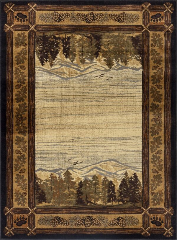 Nature's Nest - 2'7" X 7'3" Lodge Area Rug - Multi / Black